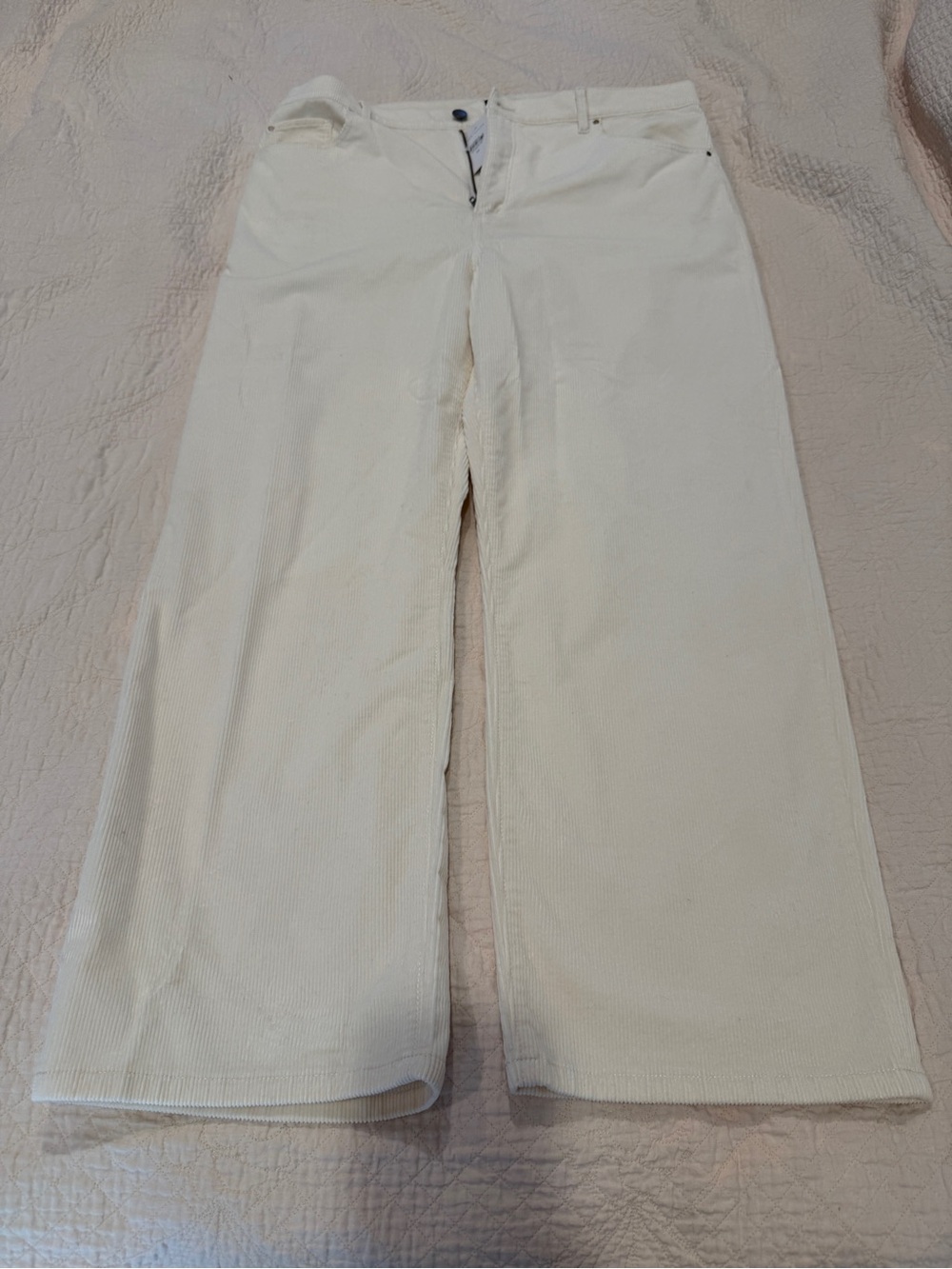 Ann Taylor Ivory Corduroy Wide Leg Trousers